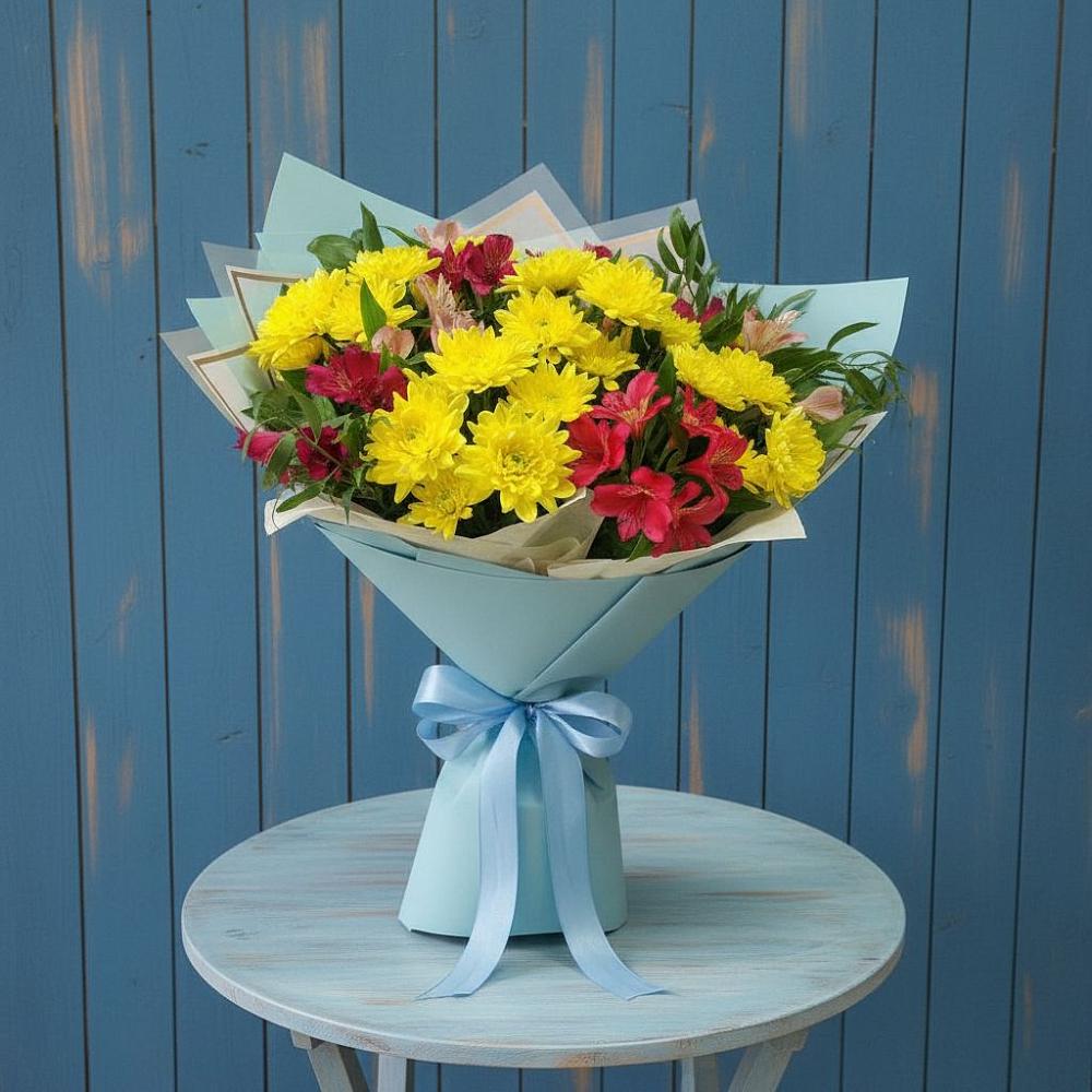 Букет цветов из: Альстромерии и Хризантемы в Ставрополе