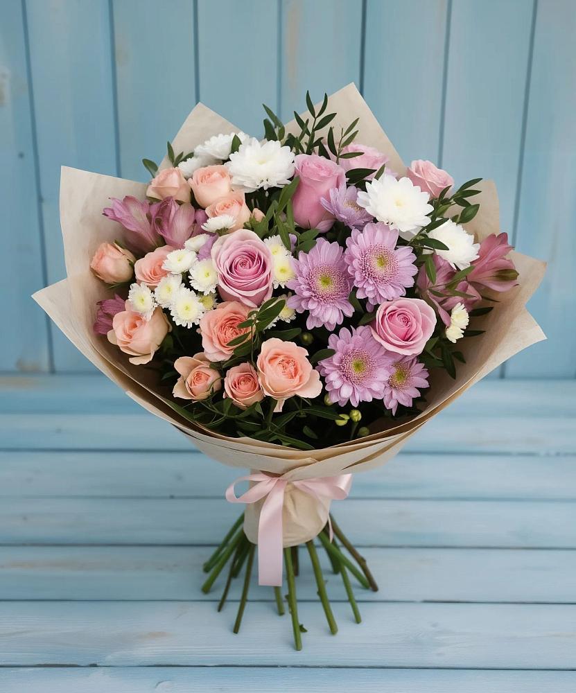 Букет цветов из: Хризантемы, Розы и Альстромерии в Ставрополе