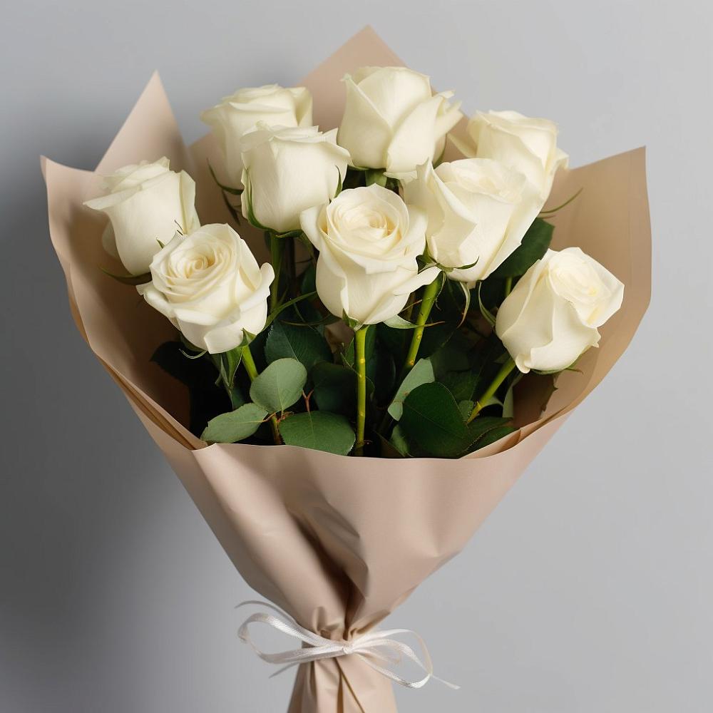 Букет 9 Белых роз Эдлесс Лав в Ставрополе