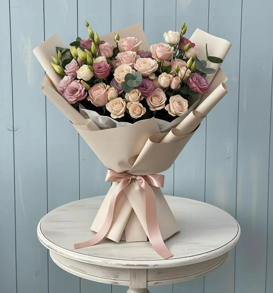 Букет цветов из: Розы и Лизиантусы в Ставрополе